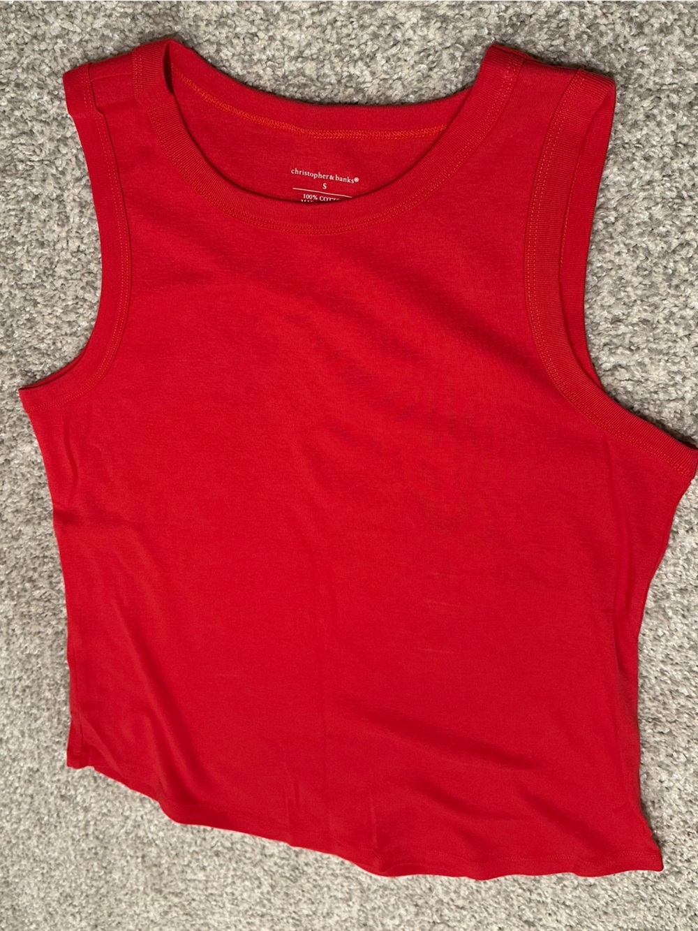 Women’s Christopher &‎ Banks Red Scoop Neck 100% Cotton Tank